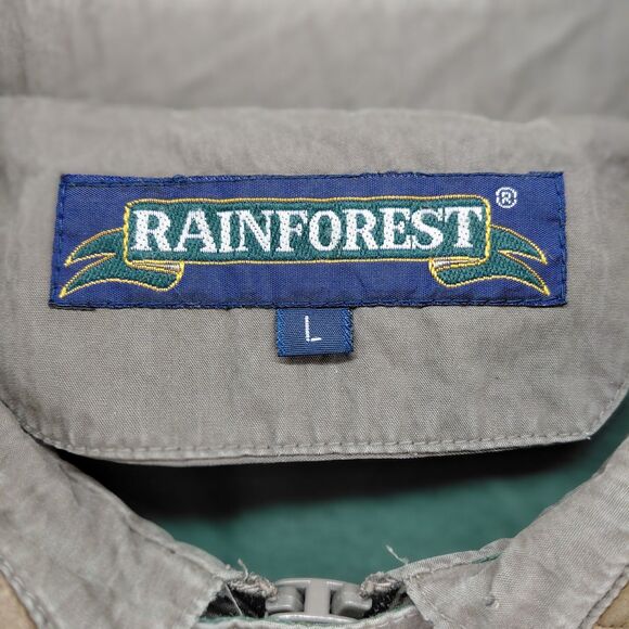 Rainforest Jacket Mens L Brown Long Down Winter Chore Coat Zip Button Liner VTG - Picture 8 of 14